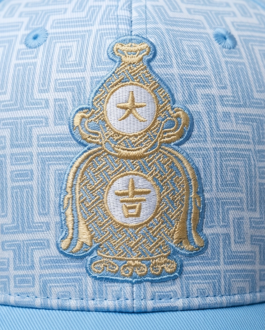 Gold Crest Embroidered Dad Cap — Sky Blue