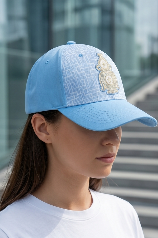 Gold Crest Embroidered Dad Cap — Sky Blue