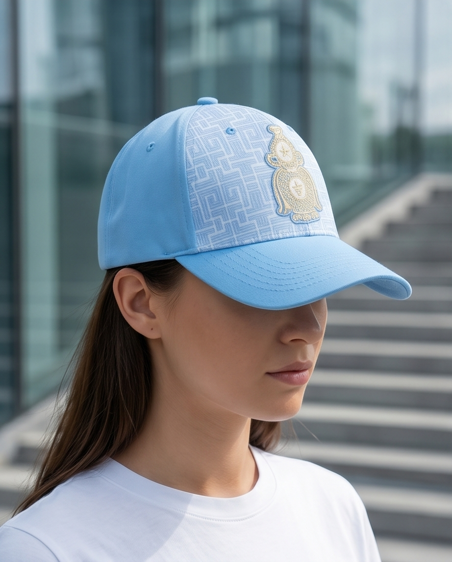Gold Crest Embroidered Dad Cap — Sky Blue