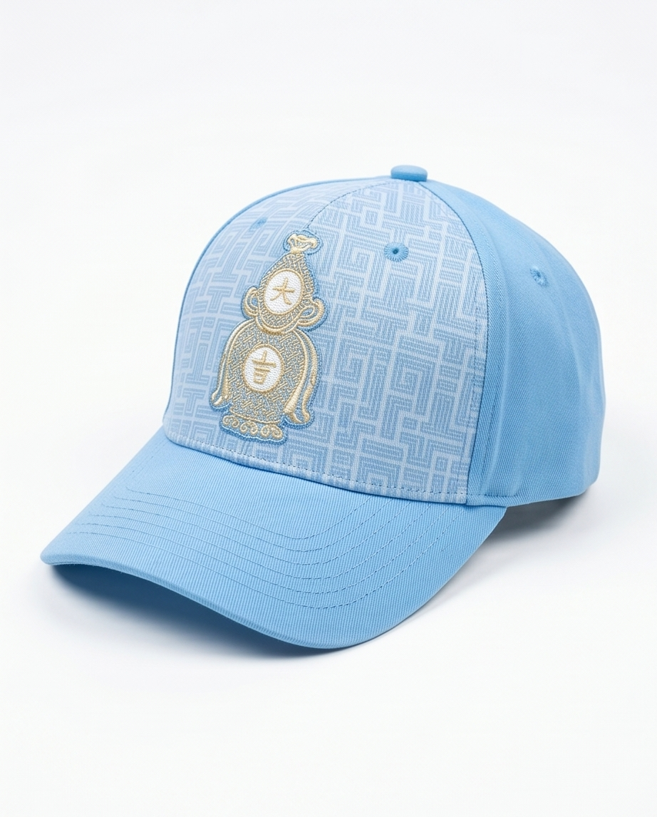 Gold Crest Embroidered Dad Cap — Sky Blue
