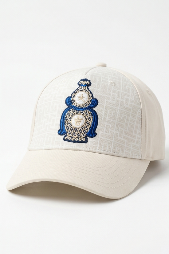 Perfume Bottle Embroidered Dad Cap — Cream / Navy