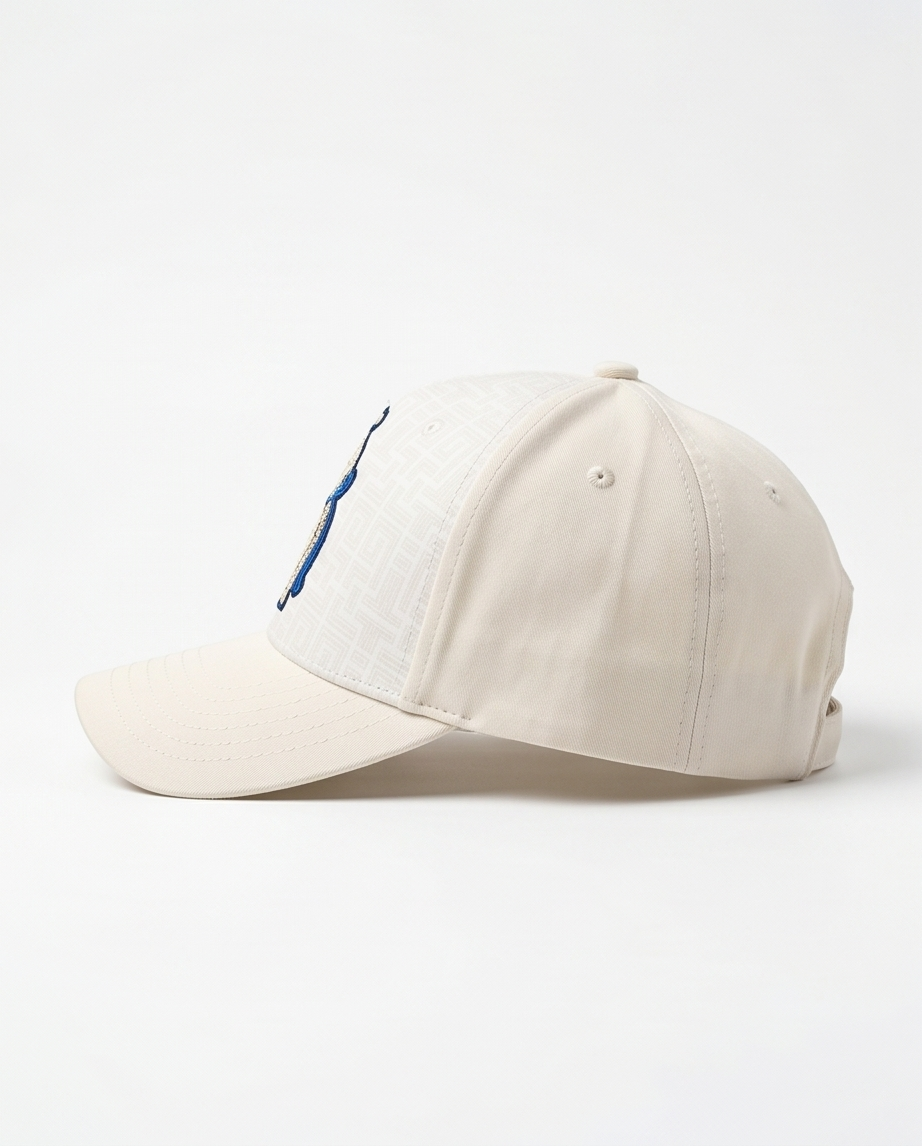 Perfume Bottle Embroidered Dad Cap — Cream / Navy