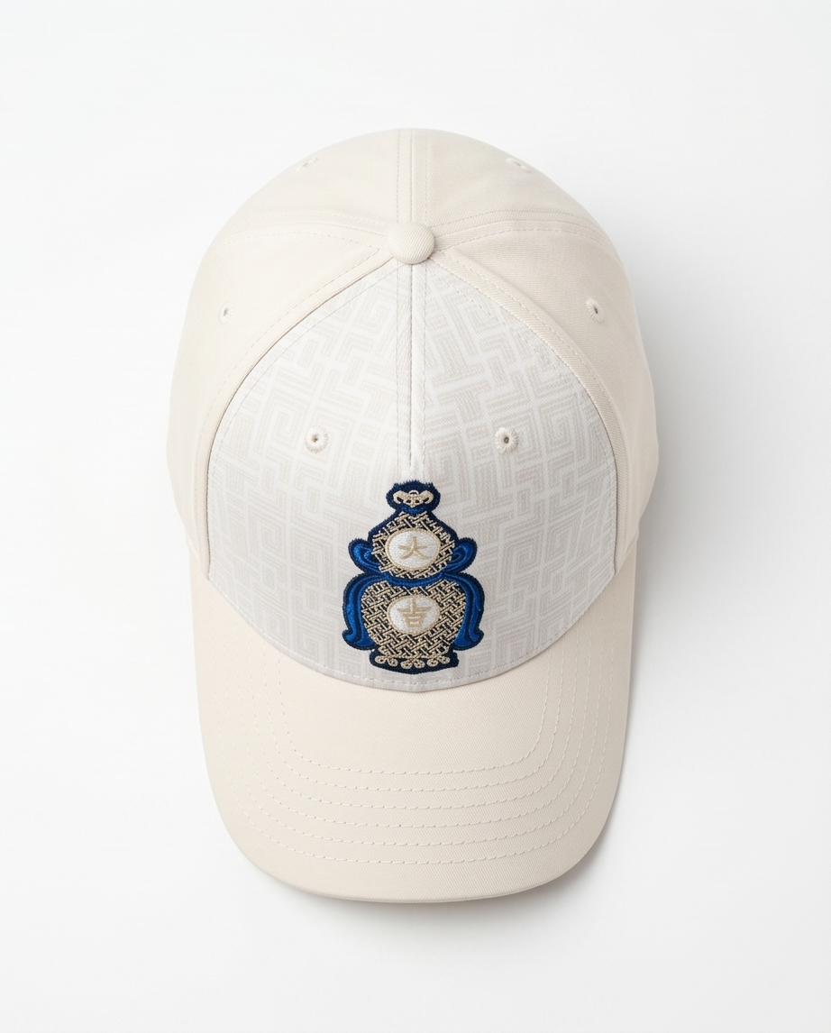 Perfume Bottle Embroidered Dad Cap — Cream / Navy
