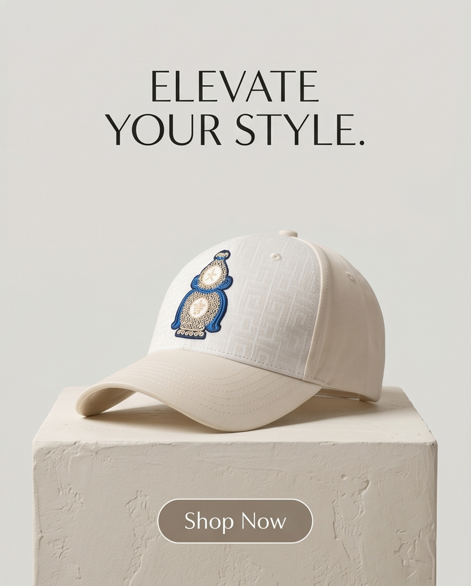 Perfume Bottle Embroidered Dad Cap — Cream / Navy
