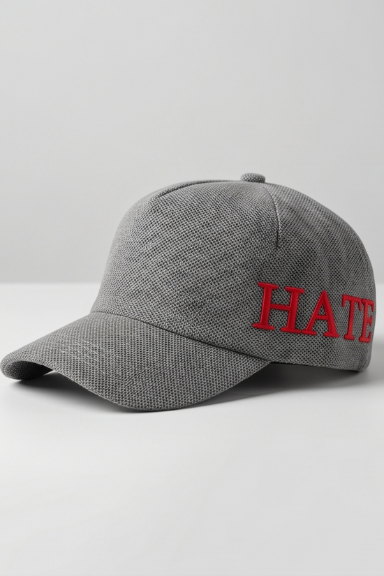 "ted" Script Dad Cap — Grey Herringbone / Red