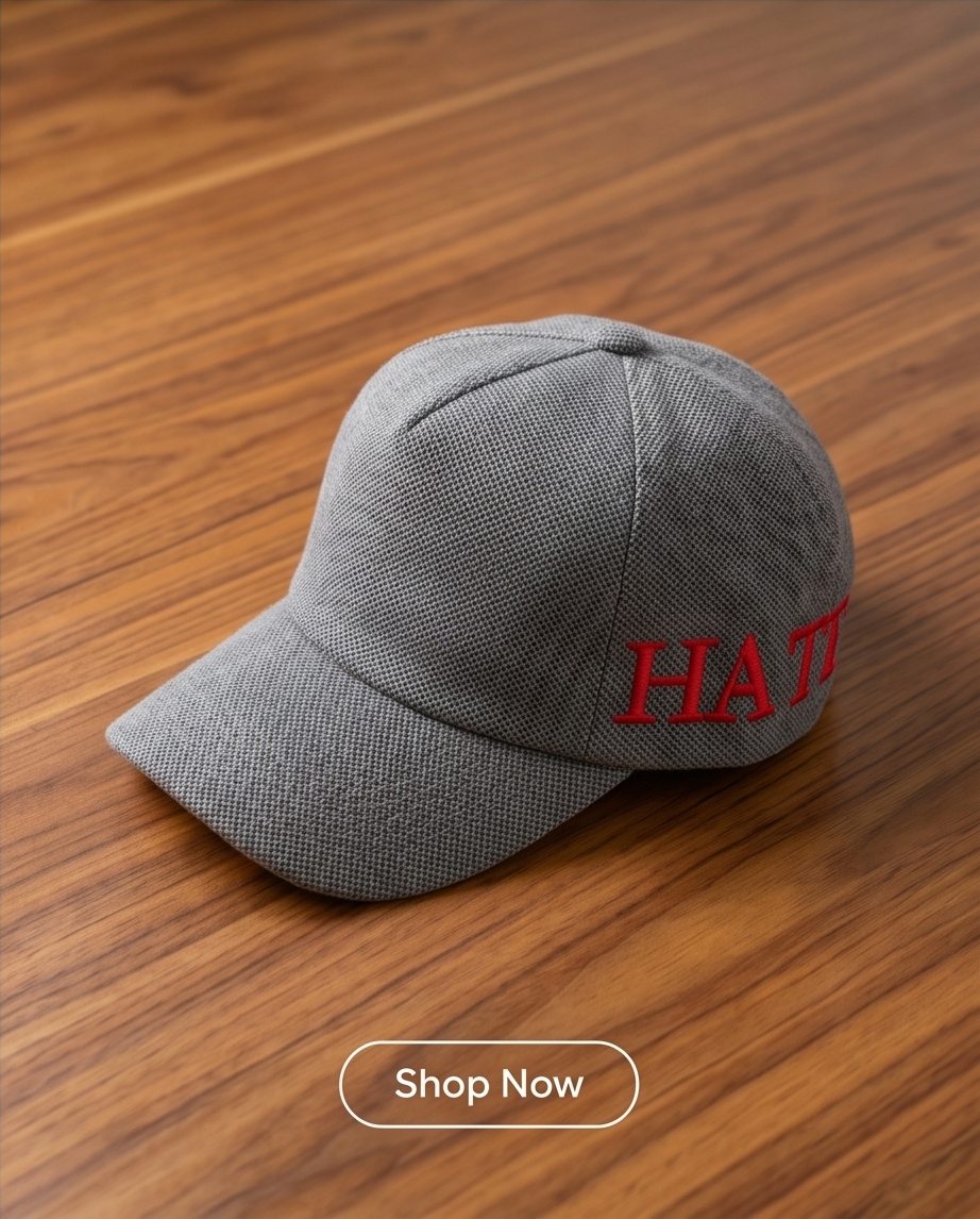 "ted" Script Dad Cap — Grey Herringbone / Red