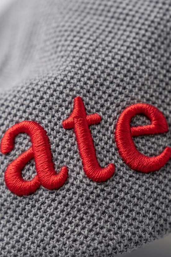 "ted" Script Dad Cap — Grey Herringbone / Red