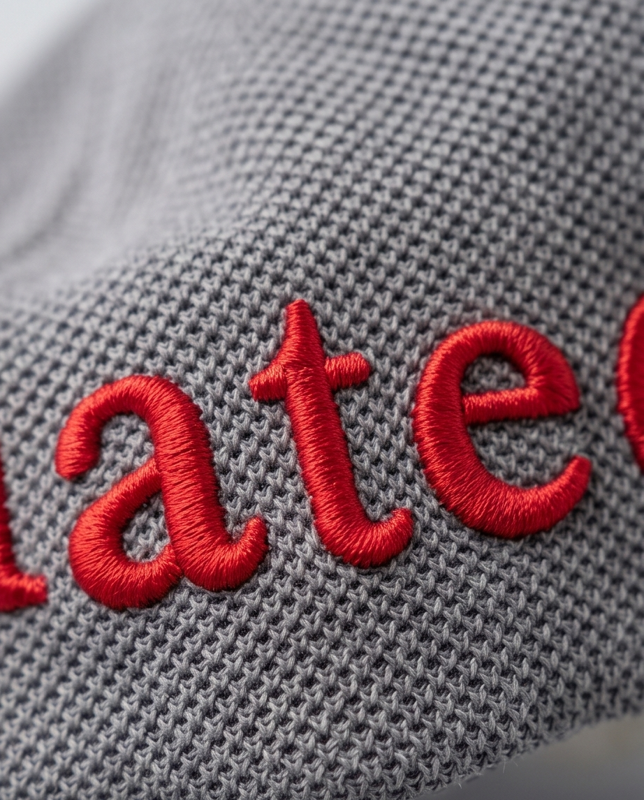 "ted" Script Dad Cap — Grey Herringbone / Red