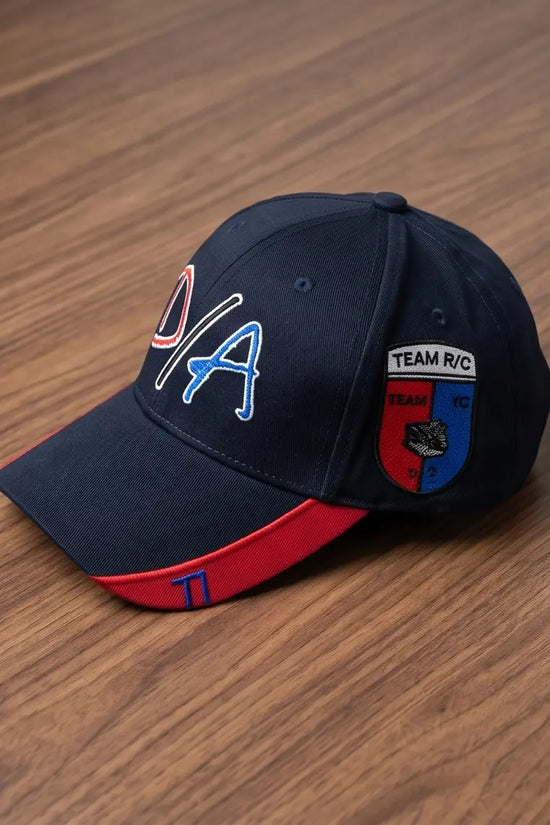 D/A Retro Racing Monogram Baseball Cap – Navy, Red & Blue