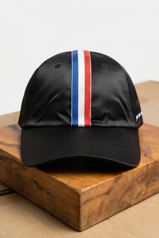 "You Are So Special" Tricolor Stripe Cap — Black
