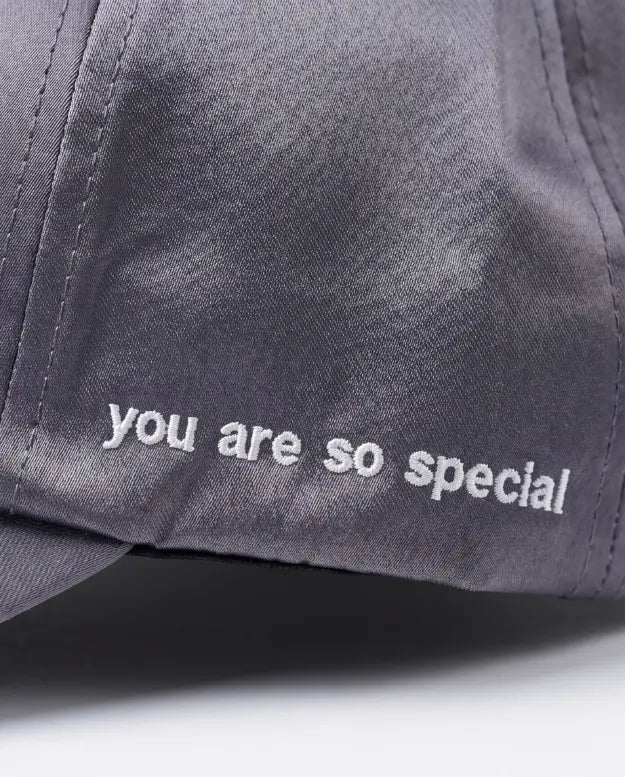 Tricolor Stripe Satin Cap — Grey