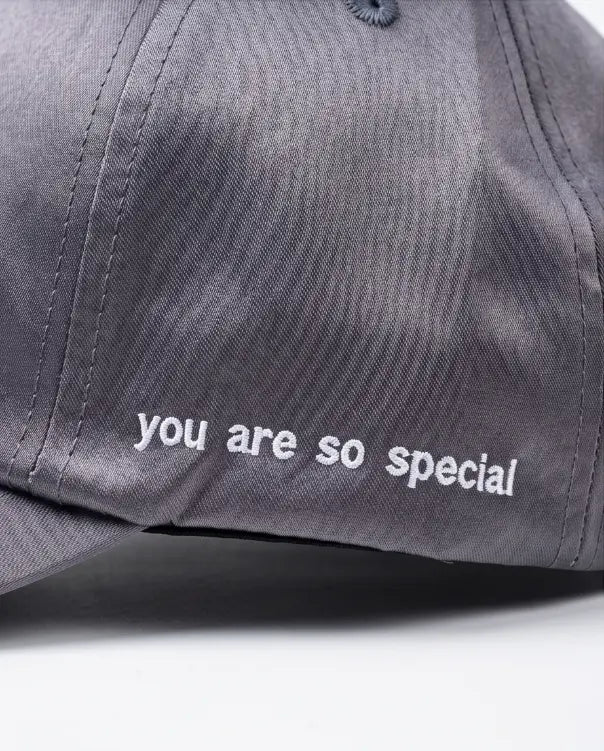 Tricolor Stripe Satin Cap — Grey