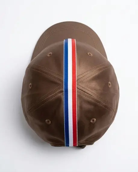 "You Are So Special" Tricolor Stripe Satin Cap — Brown