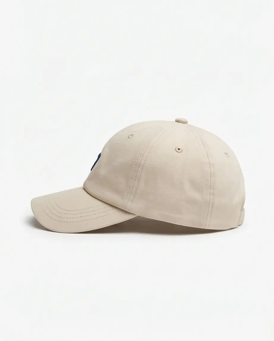 Minimalist Number 7 Embroidered Baseball Cap – Sand Beige & Navy