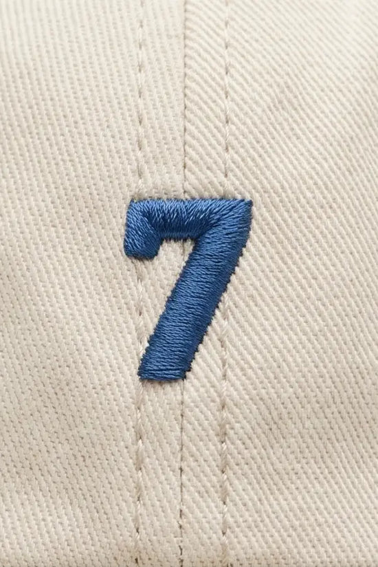 Minimalist Number 7 Embroidered Baseball Cap – Sand Beige & Navy