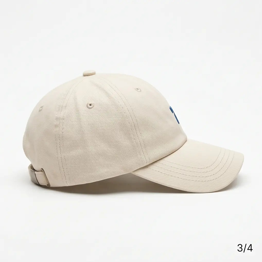 Minimalist Number 7 Embroidered Baseball Cap – Sand Beige & Navy