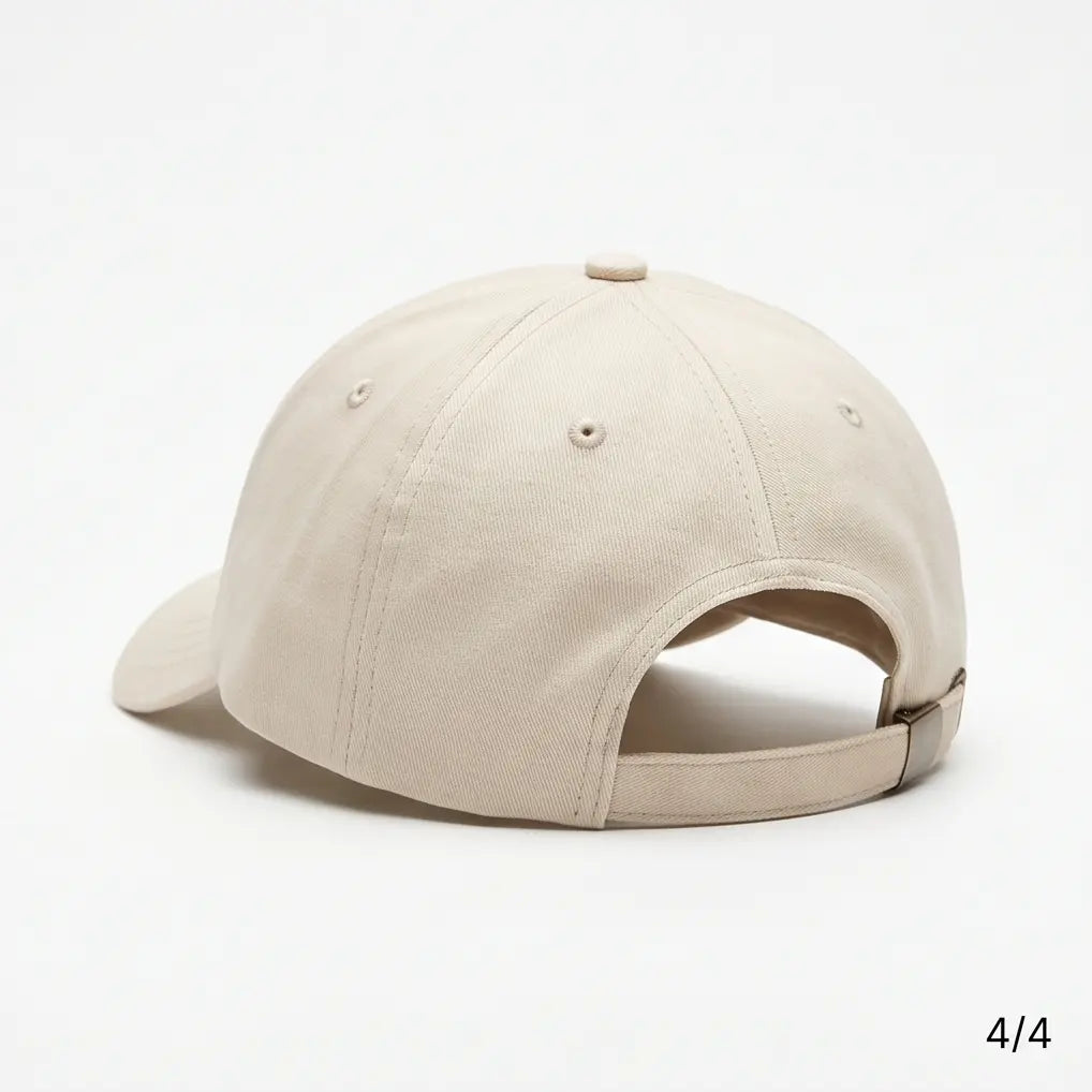 Minimalist Number 7 Embroidered Baseball Cap – Sand Beige & Navy