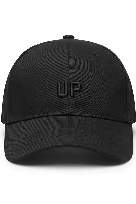 Minimalist "UP" Tonal Embroidered Baseball Cap – Stealth Triple Black