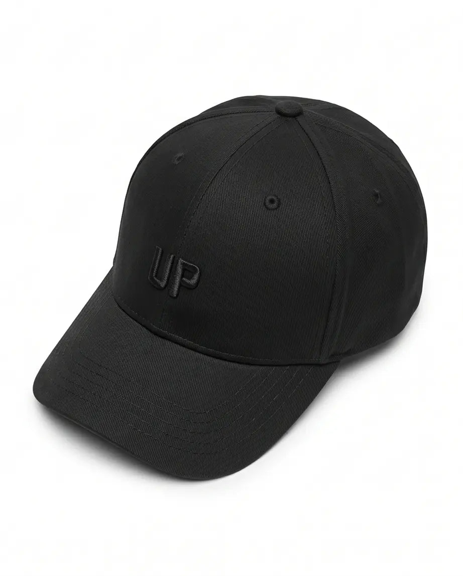 Minimalist "UP" Tonal Embroidered Baseball Cap – Stealth Triple Black