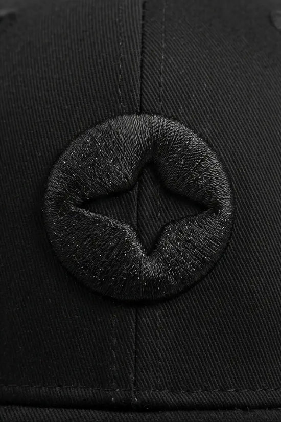 All-Black Cap with Circular Emblem Badge