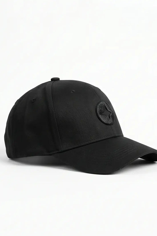 All-Black Cap with Circular Emblem Badge