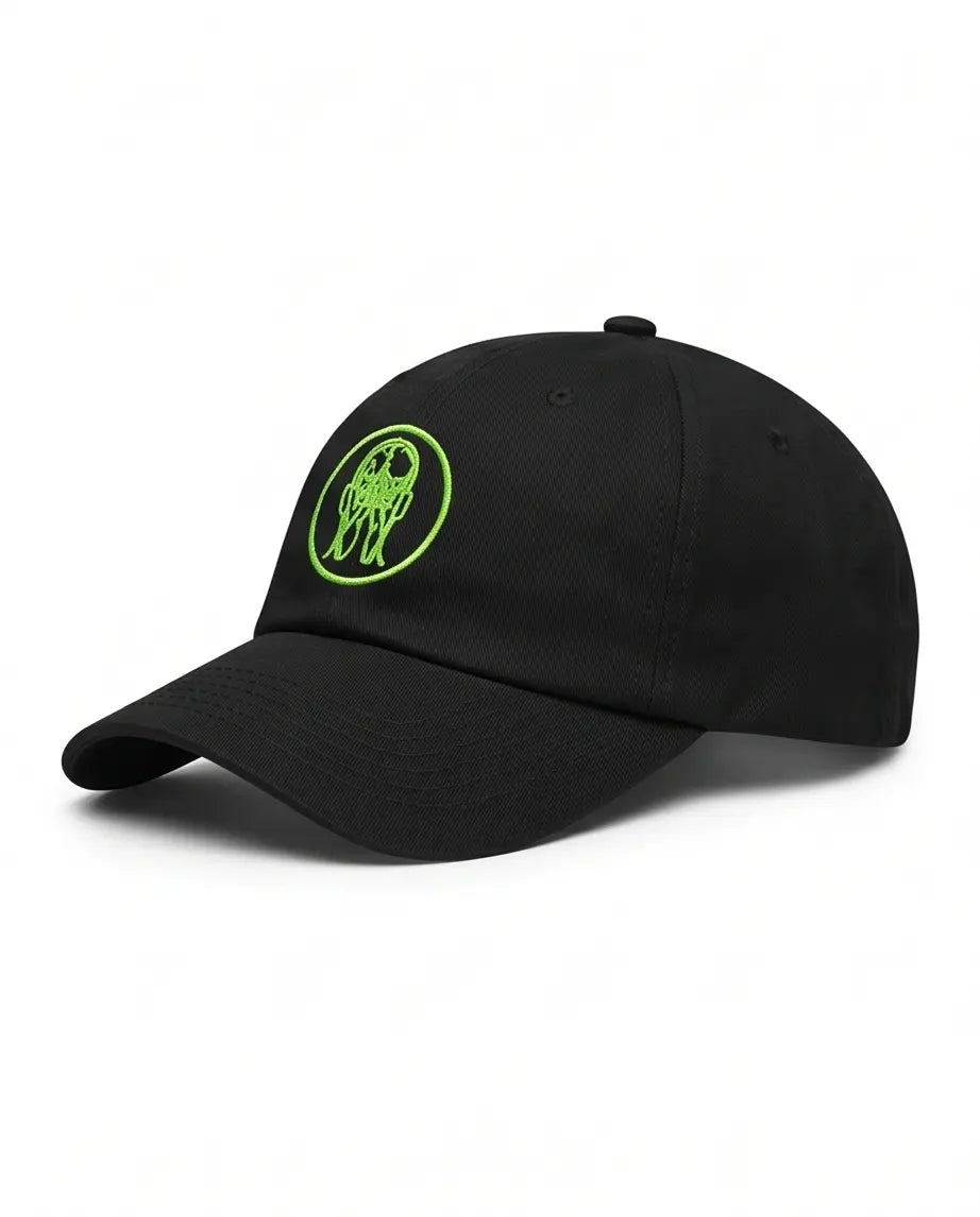 Black Cap with Neon Green Circular Graphic