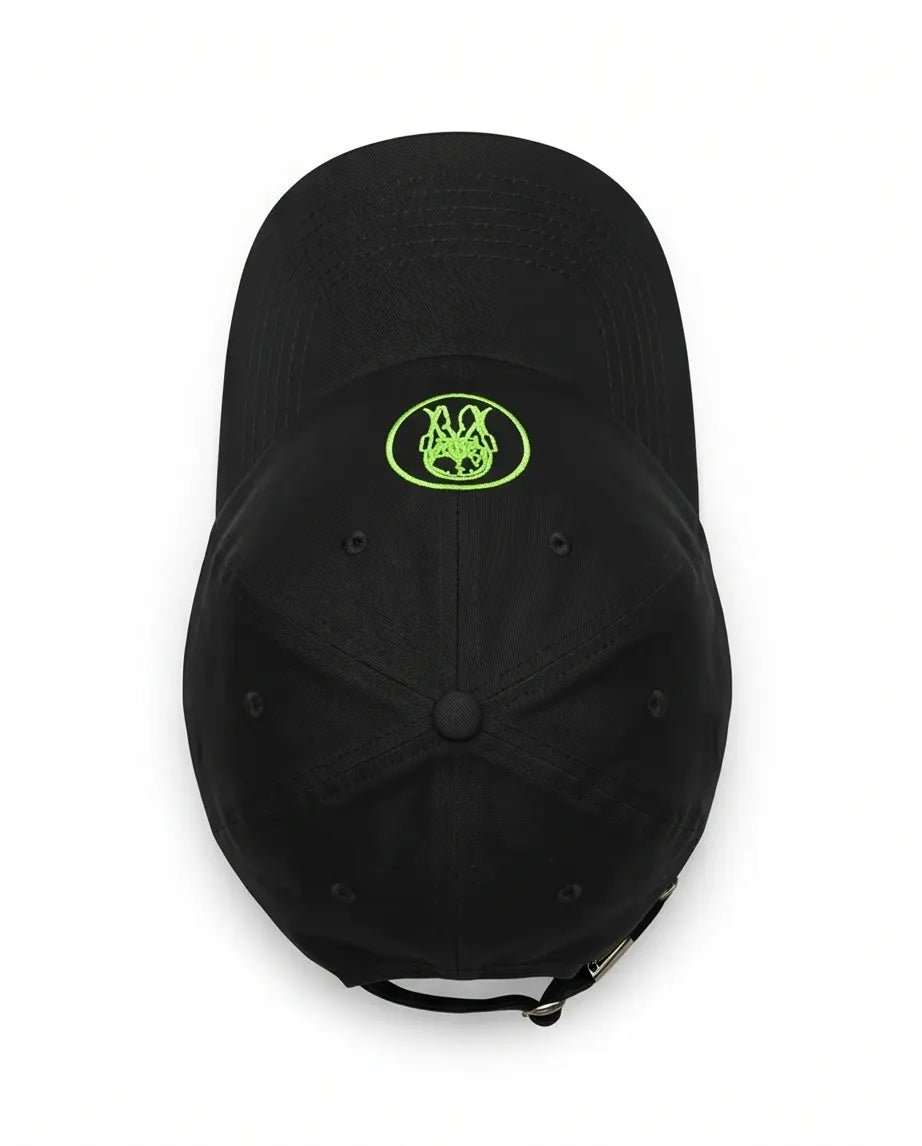 Black Cap with Neon Green Circular Graphic