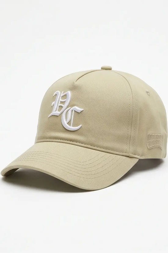 Khaki Cap with Gothic Letter Embroidery