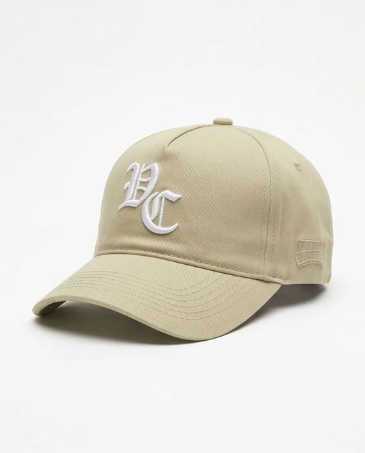 Khaki Cap with Gothic Letter Embroidery