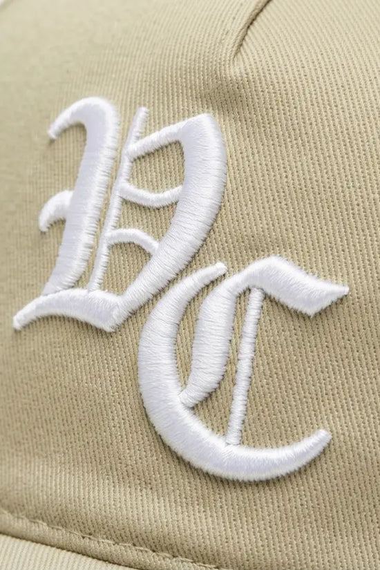 Khaki Cap with Gothic Letter Embroidery