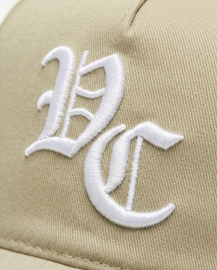 Khaki Cap with Gothic Letter Embroidery