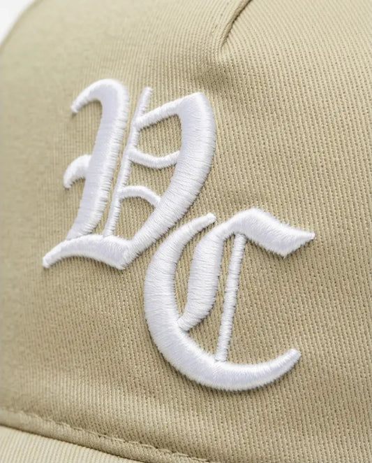 Khaki Cap with Gothic Letter Embroidery