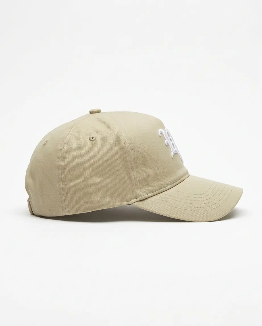 Khaki Cap with Gothic Letter Embroidery