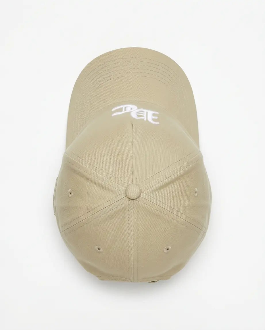 Khaki Cap with Gothic Letter Embroidery