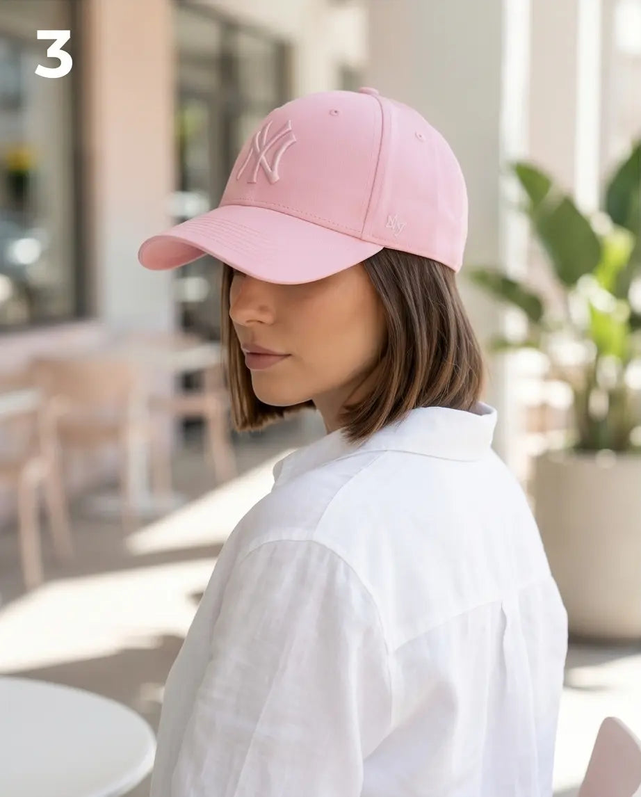 Pink Embroidered "NY" Baseball Cap