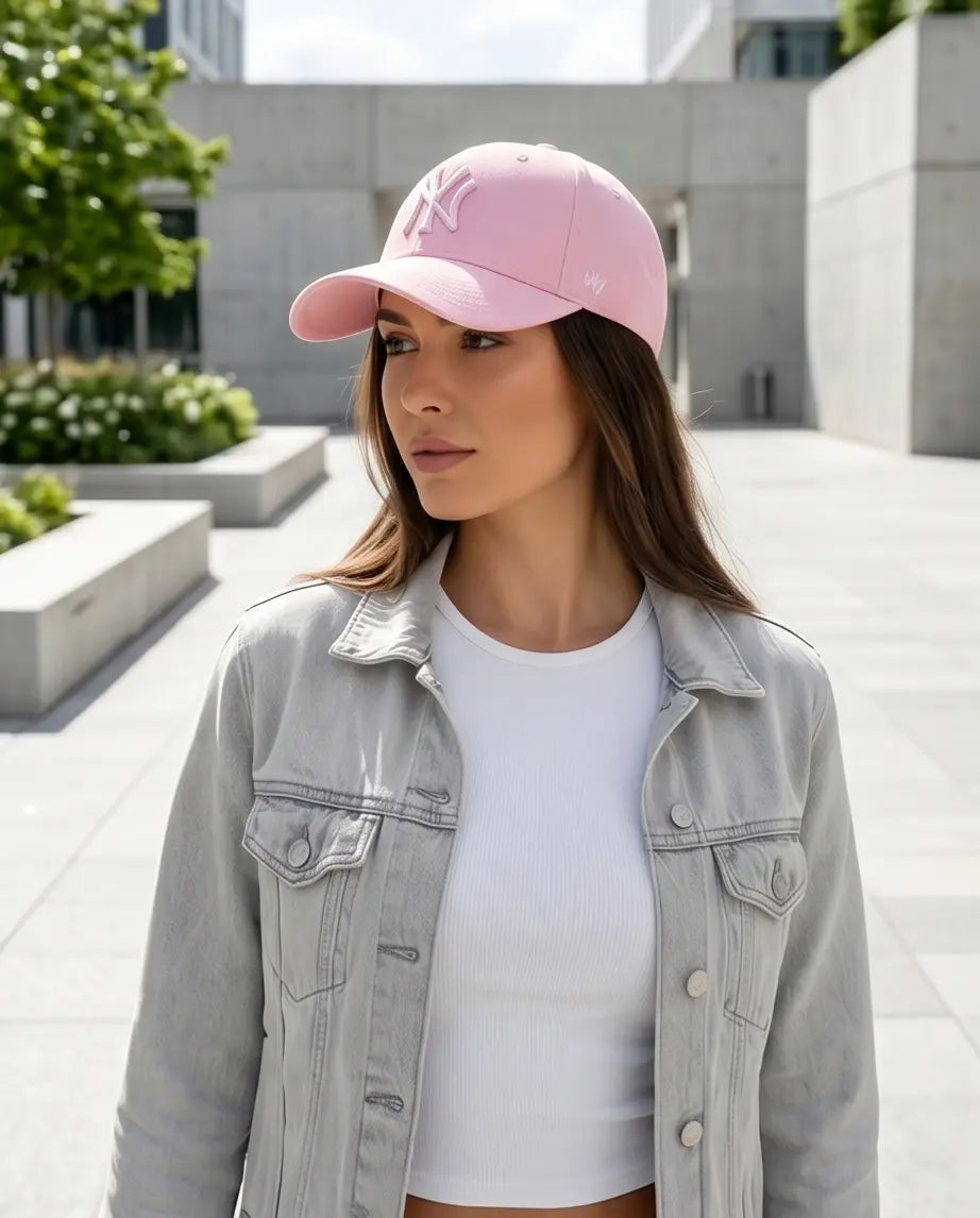 Pink Embroidered "NY" Baseball Cap