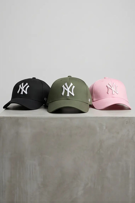PROMO💣 3 NY -Style Baseball Cap — Olive, Black & Pink | Structured Adjustable Hat