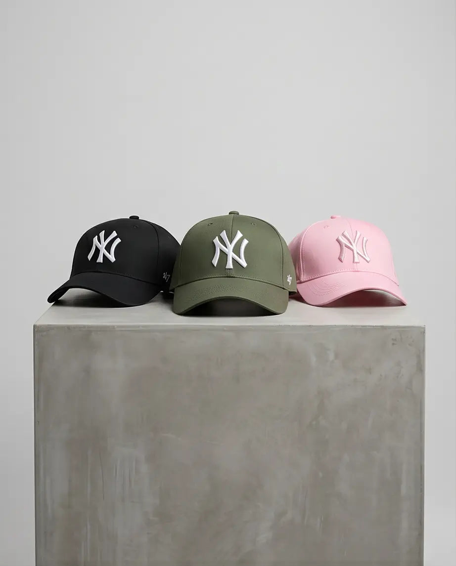 PROMO💣 3 NY -Style Baseball Cap — Olive, Black & Pink | Structured Adjustable Hat