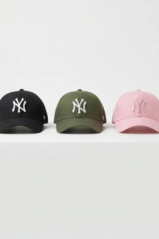 PROMO💣 3 NY -Style Baseball Cap — Olive, Black & Pink | Structured Adjustable Hat