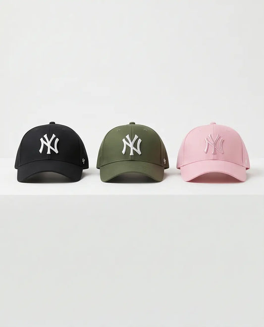 PROMO💣 3 NY -Style Baseball Cap — Olive, Black & Pink | Structured Adjustable Hat