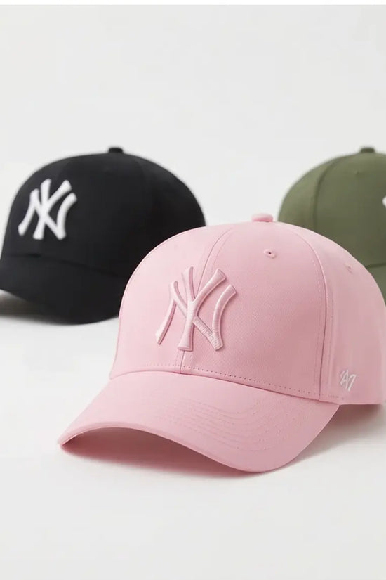 PROMO💣 3 NY -Style Baseball Cap — Olive, Black & Pink | Structured Adjustable Hat