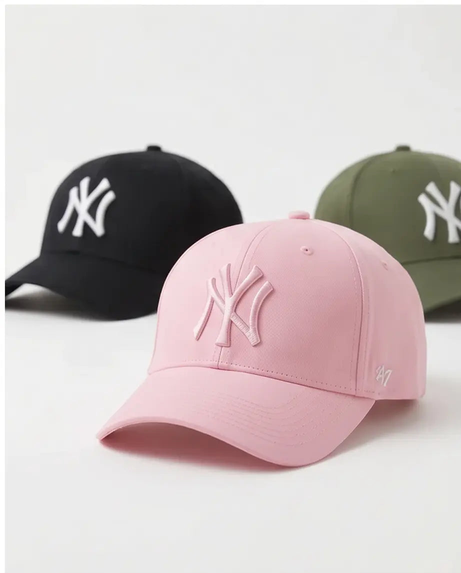 PROMO💣 3 NY -Style Baseball Cap — Olive, Black & Pink | Structured Adjustable Hat