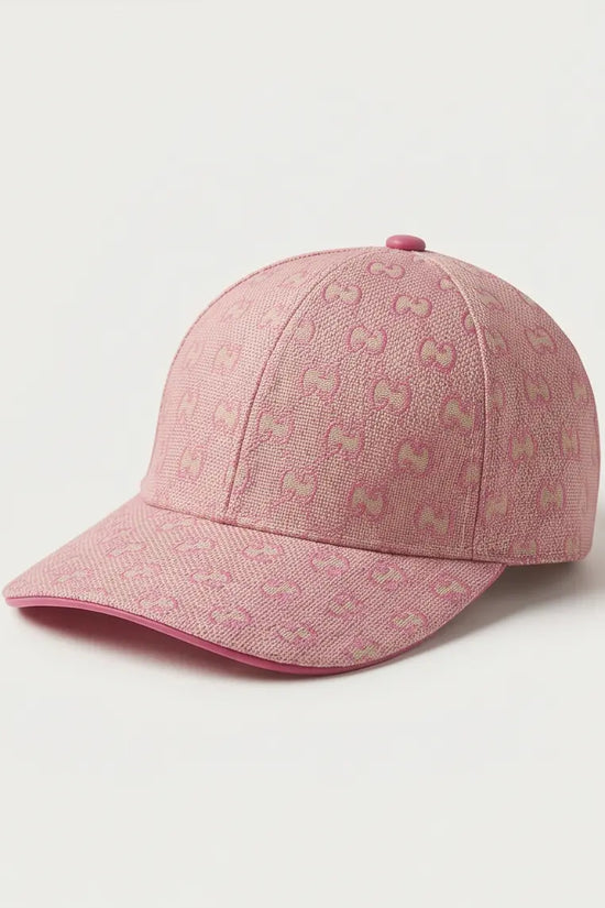 Pink Monogram Jacquard Baseball Cap | Structured Adjustable Hat