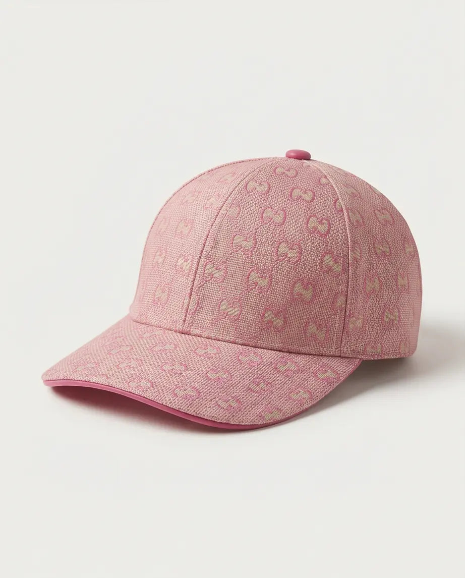 Pink Monogram Jacquard Baseball Cap | Structured Adjustable Hat
