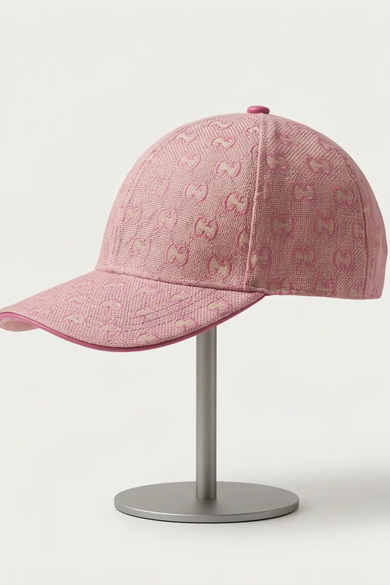 Pink Monogram Jacquard Baseball Cap | Structured Adjustable Hat