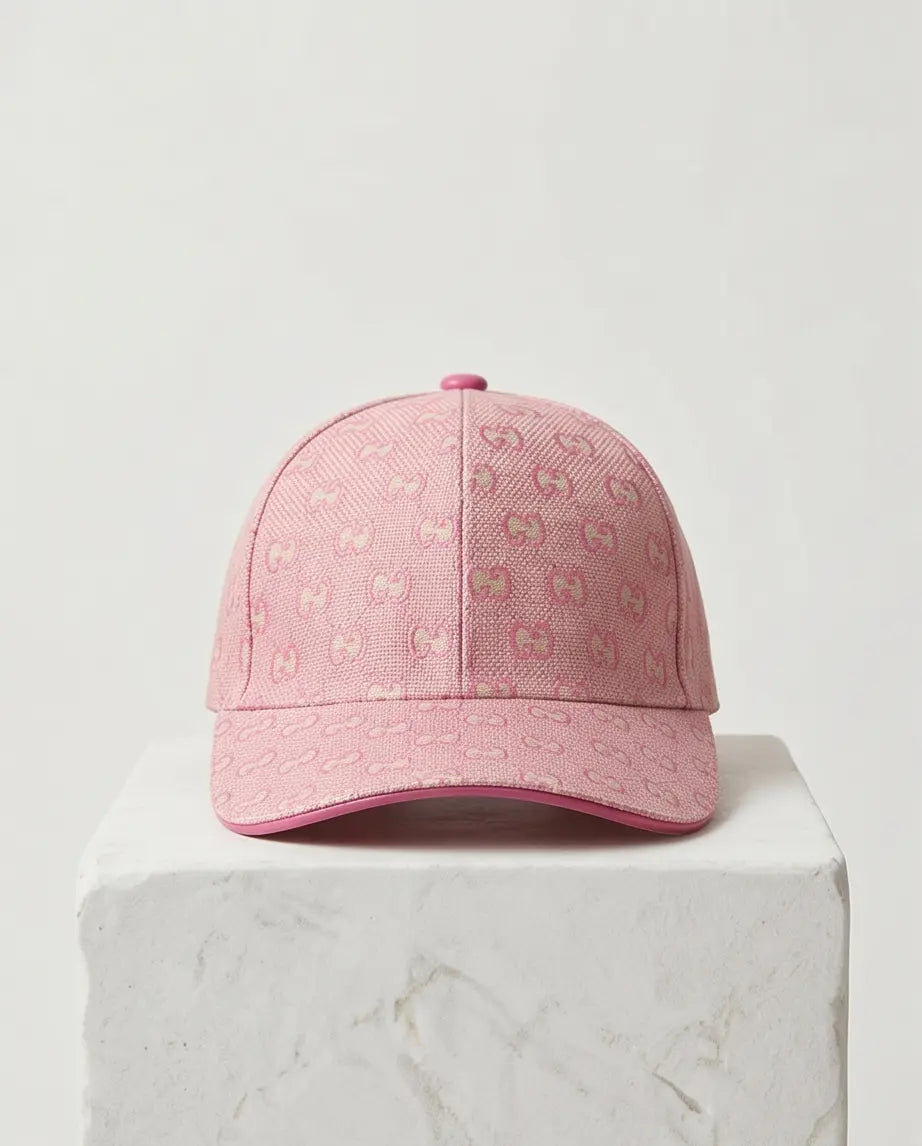 Pink Monogram Jacquard Baseball Cap | Structured Adjustable Hat