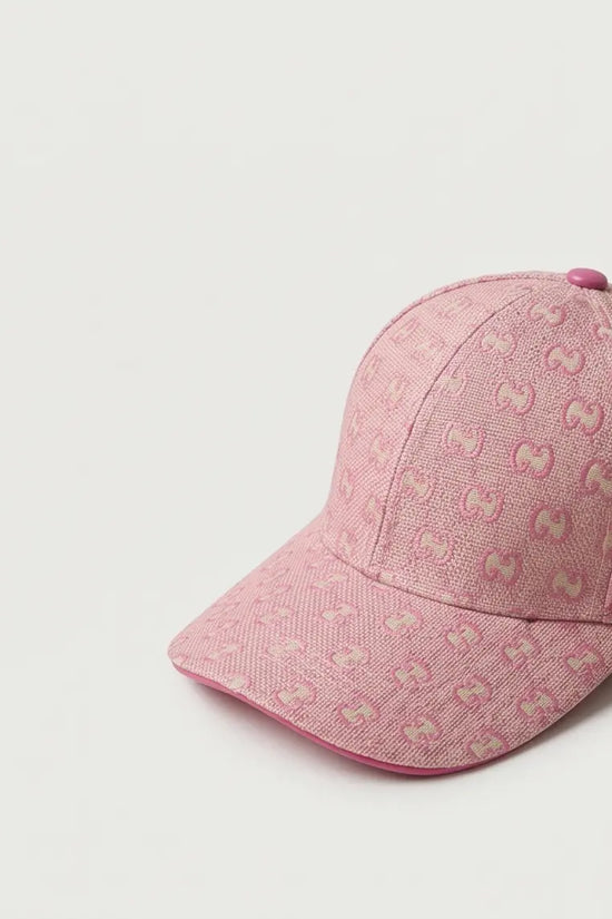 Pink Monogram Jacquard Baseball Cap | Structured Adjustable Hat