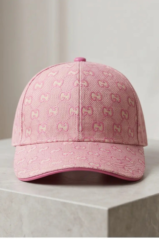 Pink Monogram Jacquard Baseball Cap | Structured Adjustable Hat