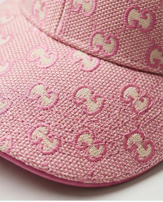Pink Monogram Jacquard Baseball Cap | Structured Adjustable Hat