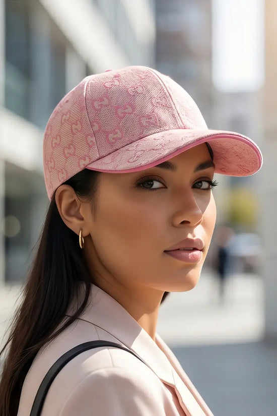 Pink Monogram Jacquard Baseball Cap | Structured Adjustable Hat